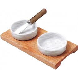 Porta Patê 10x22,5cm Com 2 Cumbucas e 1 Espátula